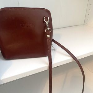 Brown Crossbody Bag with Silver Hardware (real leather)